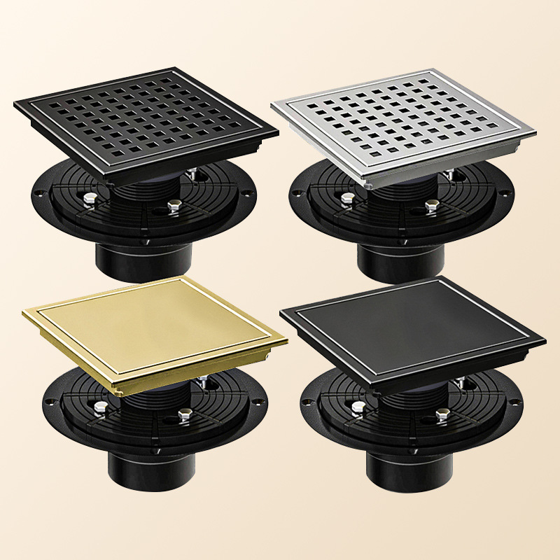 Cross-border Amazon 304 stainless steel American-style floor drain deodorizing wonder, grid mesh invisible belt flange, 4in6 inches full figure
