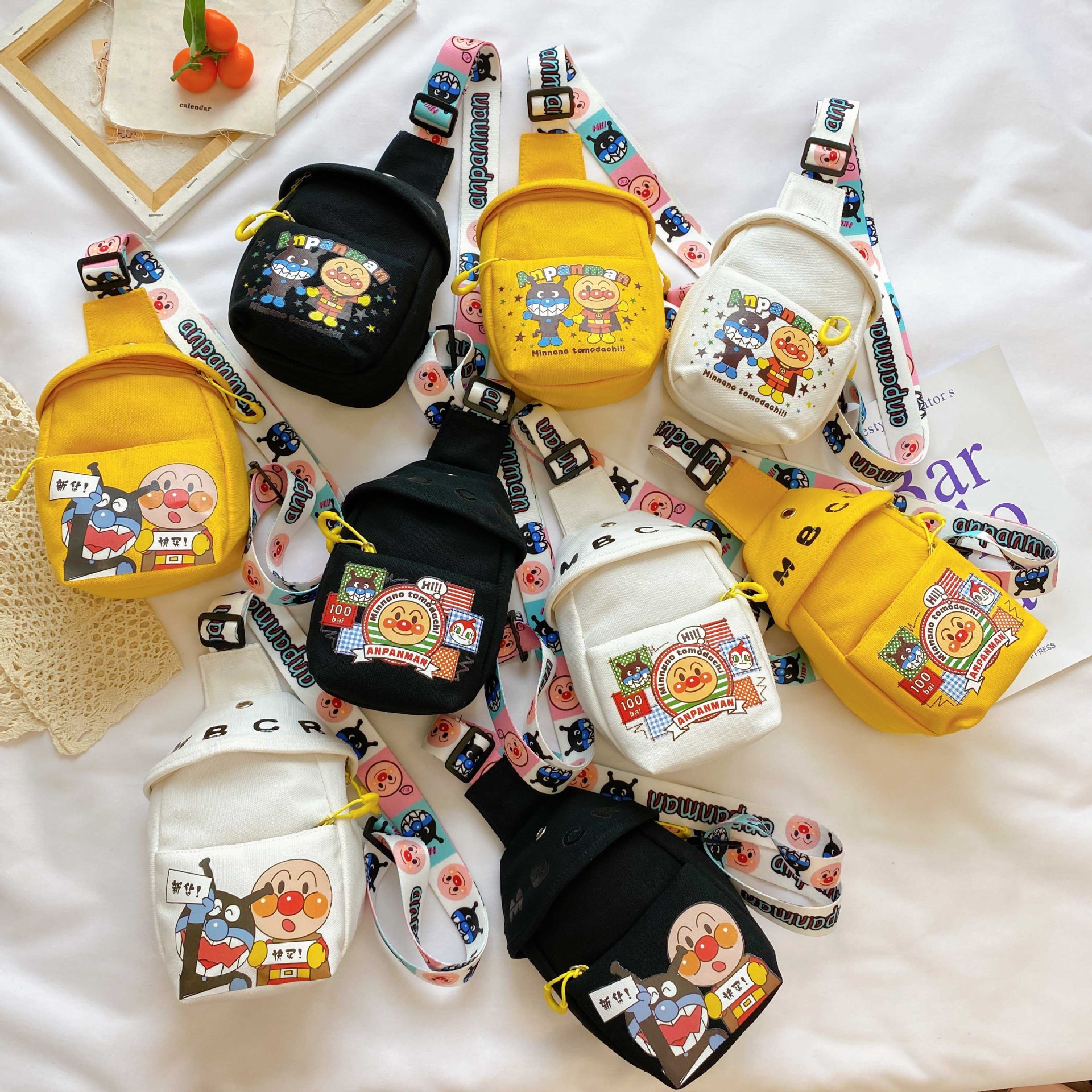 Trendy and fashionable canvas chest bag 2024 new style casual and versatile wide shoulder strap crossbody bag Children's small crossbody bag can be customized full figure