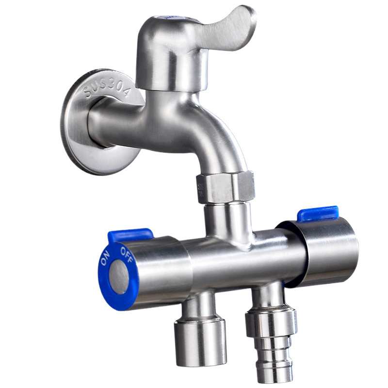 Faucet three-way diverter, one-to-two adapter, double-head dual-purpose, one-in and two-out, washing machine, 4-way water valve factory Item Picture