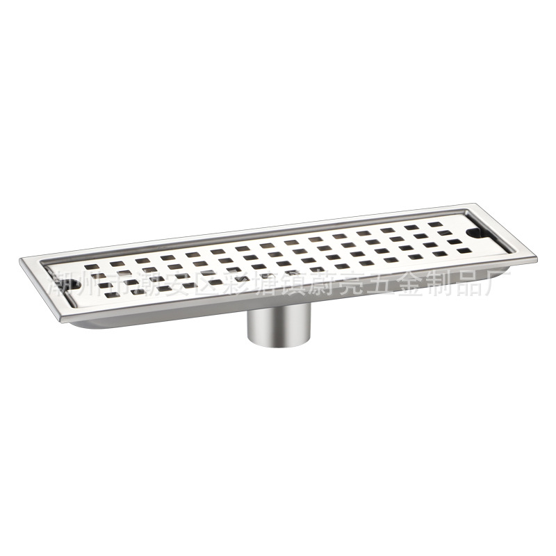 Cross-border stainless steel grid long floor drain, hotel project large flow anti-odor floor drain, bathroom balcony shower room floor drain Item Picture