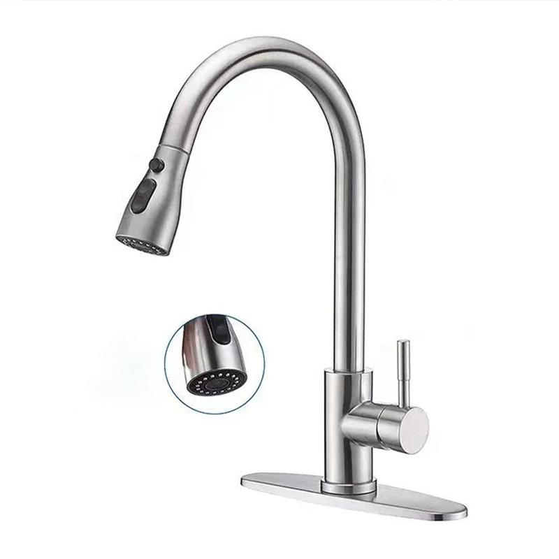 Cross-border kitchen faucet, hot and cold rotatable, 304 stainless steel sink, pull-out telescopic sink dragon Application Scenario