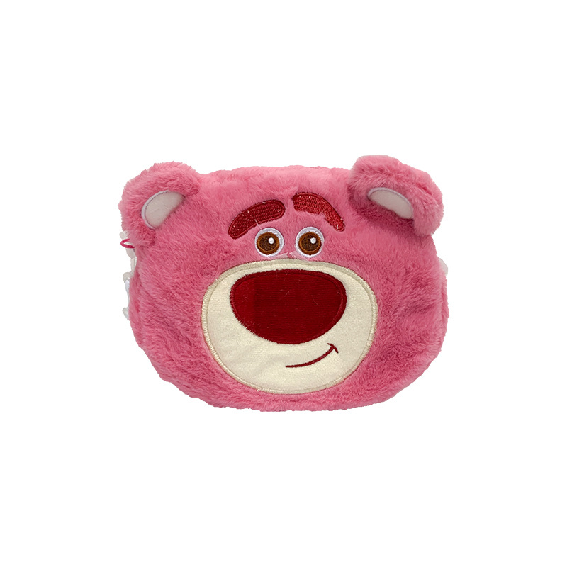 Cute cartoon strawberry bear crossbody bag for women 2024 autumn/Winter new style Funny plush three-eyed bag grab bag Item Picture
