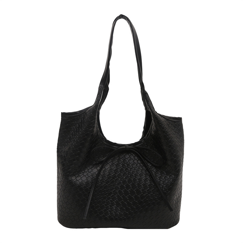 Casual retro large-capacity bag for women, Spring 2025 new style, simple, fashionable and stylish single-shoulder bag, woven tote bag Item Picture