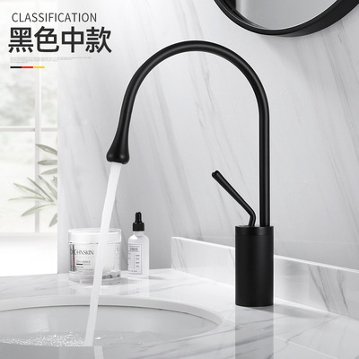 European-style water drop faucet, bathroom cabinet, rotating countertop basin faucet, bathroom balcony, cold and hot basin water dragon details Picture