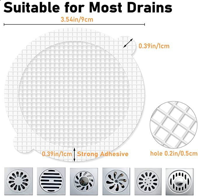 Shower drain mesh stickers, bathtub floor drain stickers, disposable shower drain adapter mesh stickers Item Picture