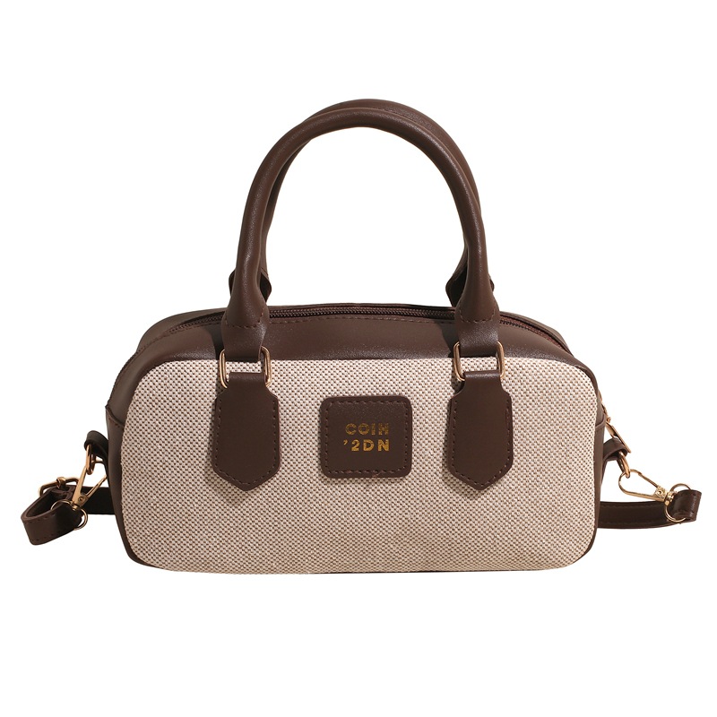 Retro niche bowling bag, women's handbag, Spring 2025 new simple single-shoulder crossbody bag, Boston bag Item Picture