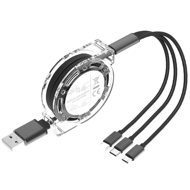 【 Must-Have Goods 】 One drag and three retractable data cable, three-in-one charging cable, suitable for Android type-c gifts Item Picture