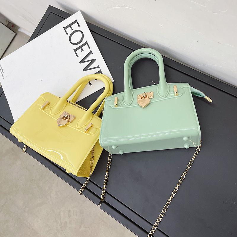 2025 Summer New platinum bag, fashionable heart-shaped lock jelly bag, handbag, single-shoulder crossbody bag, trendy women's bag Specification drawing