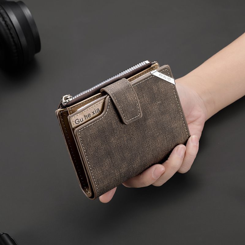 Men's short wallet 2024 New style simple driver's license wallet, trendy brand card case, youth wallet 30% off, student details Picture