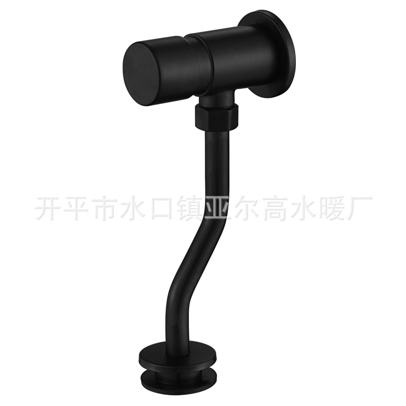 Black 304 stainless steel press-type delay valve, urinal flushing valve, urinal pocket valve, faucet full figure