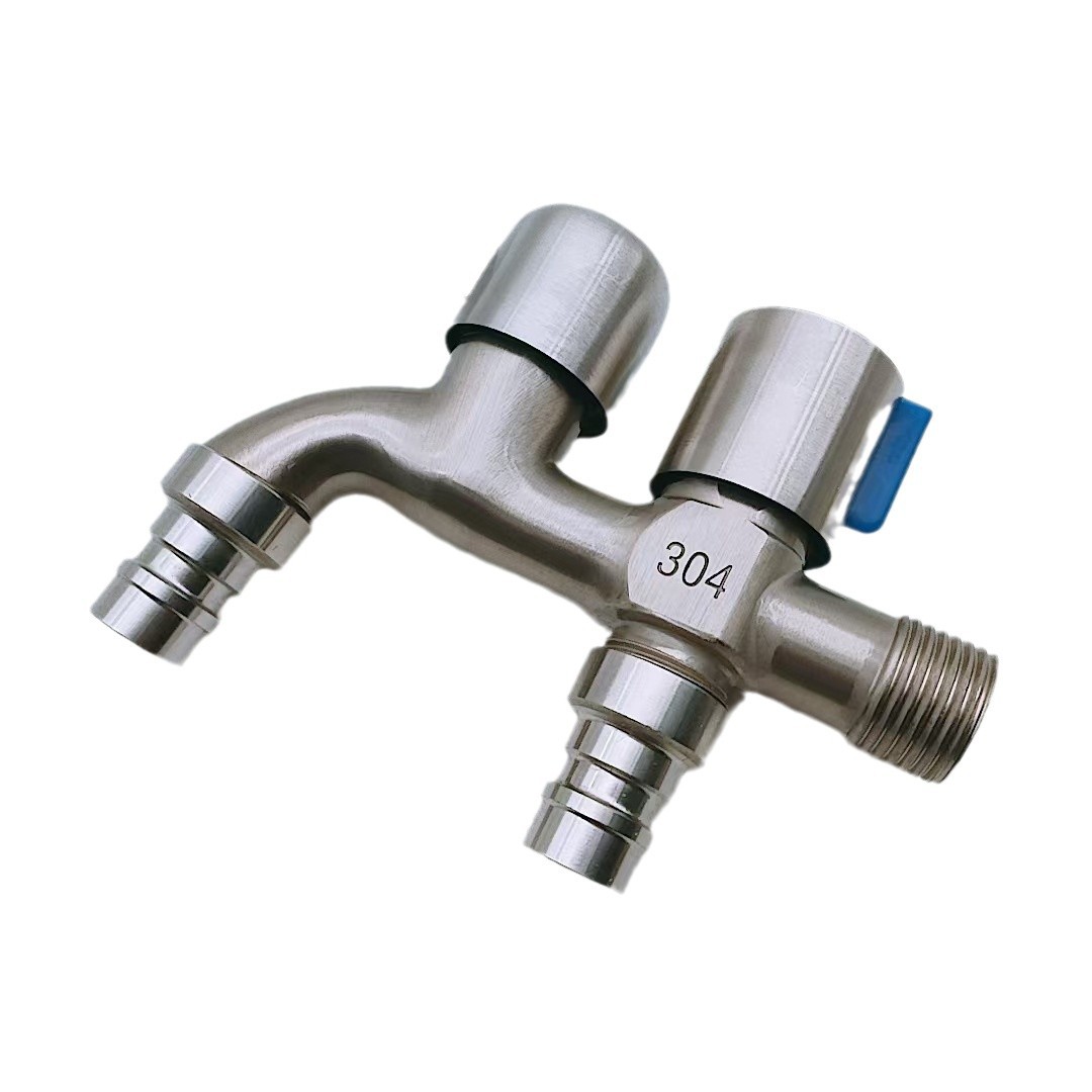 Alloy brushed multi-functional faucet, one inlet and two outlets, dual-water faucet, dual-outlet and dual-on washing machine faucet Item Picture