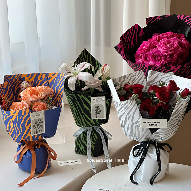 Yuyin series Zebra-patterned flower wrapping paper, cross-border export wholesale wrapping paper, materials for flower shops and bouquets Specification image