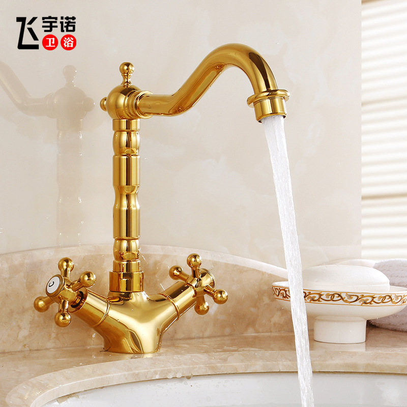 Supplier of brass vintage washbasin faucet, sink, kitchen household single-hole short double-control splash-proof faucet details Picture