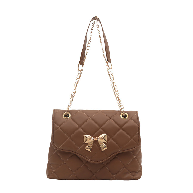 High-end bow underarm fashionable bag for women 2024, simple diamond-shaped chain small square bag, French trendy single-shoulder bag Item Picture