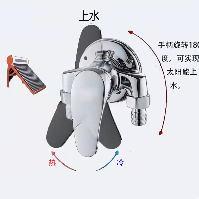 Wholesale of all-copper exposed mixing valve, triangular shower solar valve, cold and hot mixing faucet water heater mixing valve Specification drawing