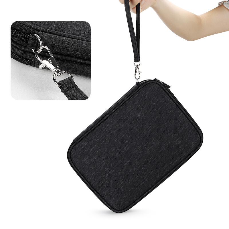 Large-sized portable hand-held double-layer digital bag, multi-layer large-capacity waterproof and shockproof 3C digital product power and data cable Specification drawing
