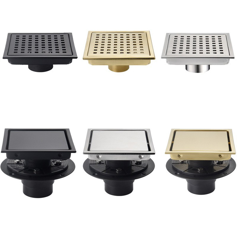 Cross-border 4in/ 6-inch European and American 304 stainless steel floor drain deodorizer, grid cover, drainage pipe with invisible flange full figure