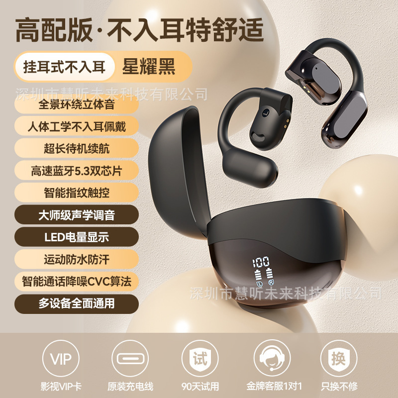 Translation of headphones for overseas travel: M62 wireless over-ear OWS Bluetooth headphones Open bone conduction factory wholesale Specification drawing