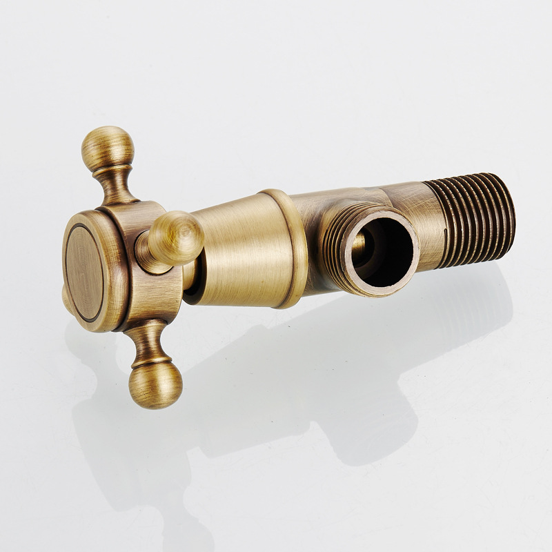 Oubei Sanitary Ware Factory wholesals European-style bathroom hardware, brass, retro color, antique triangular valves and figure-eight valves Specification drawing