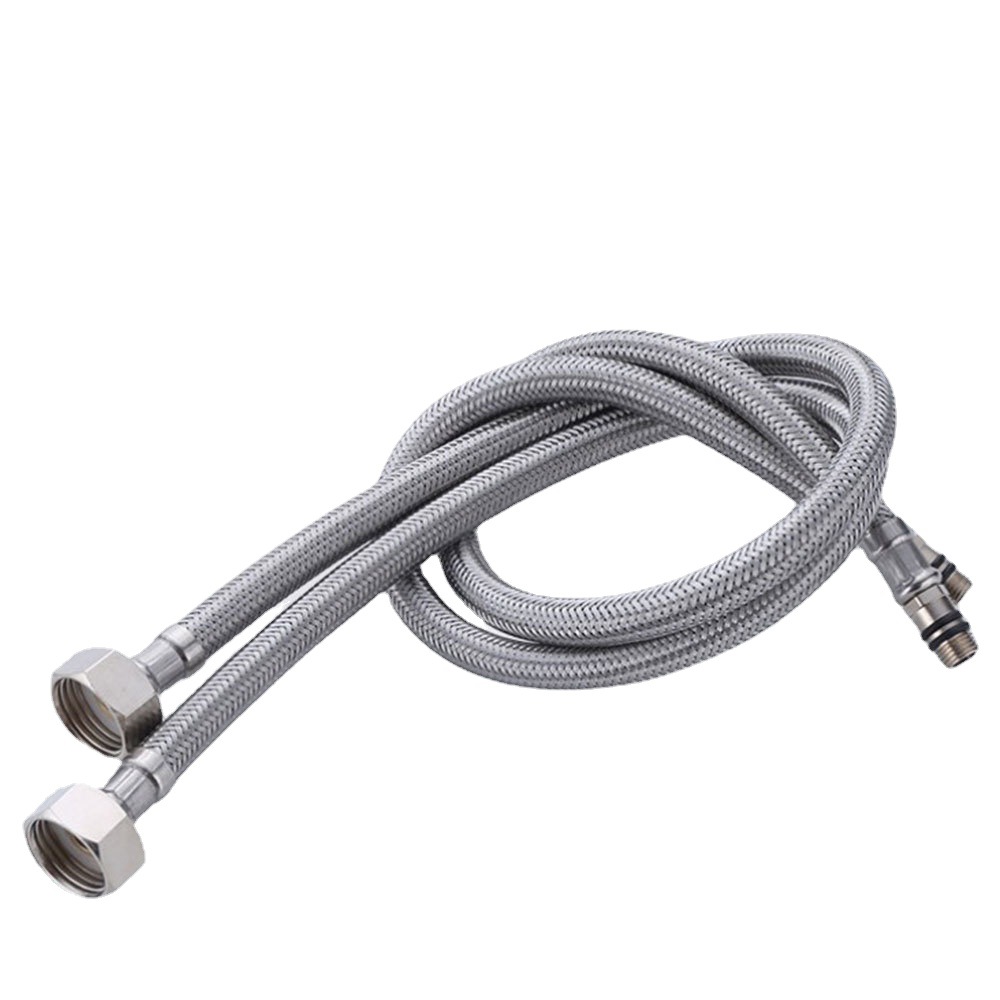 Cold and hot braided hose faucet, washbasin, sink hose, single-ended stainless steel water inlet pipe Item Picture