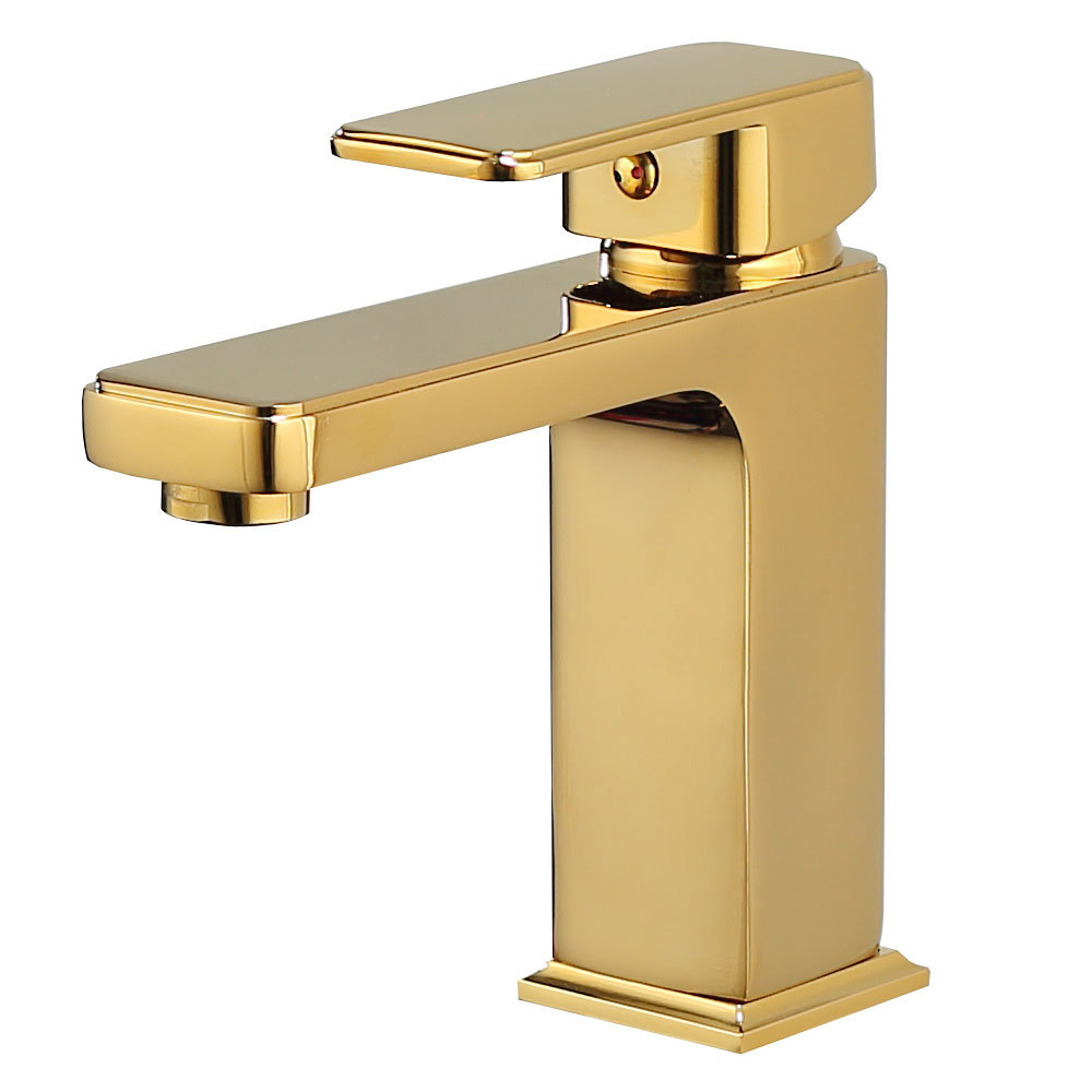 All-copper square washbasin, hot and cold water faucet under-sink, light luxury and simple single-hole washbasin, faucet washbasin full figure