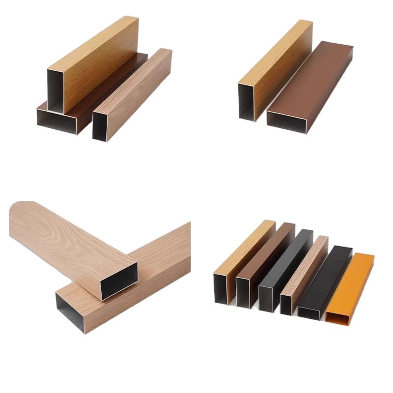 Wood grain aluminum square tubes, single-color square tubes, in stock, aluminum profiles for partition, exterior wall decoration, ceiling, aluminum alloy square tubes, D-made Item Picture