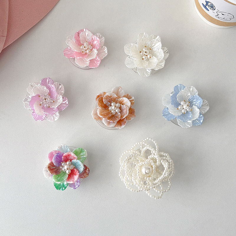 Three-dimensional flower phone airbag stand, small and fresh style, Korean ins back sticker, retractable desktop air cushion support frame full figure