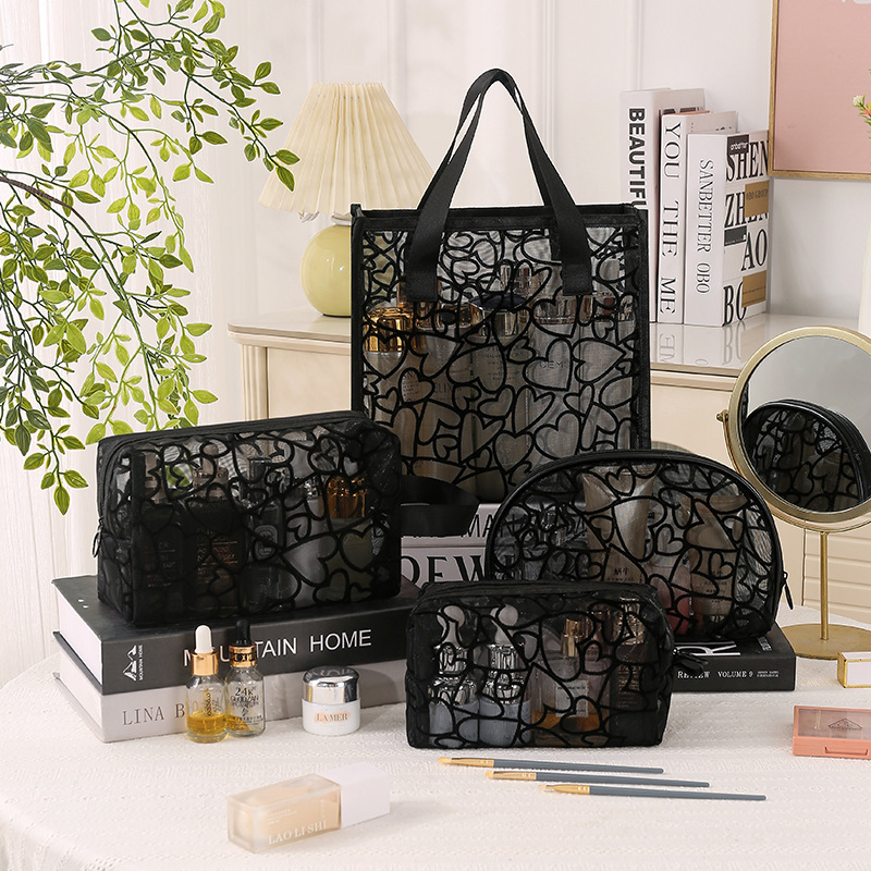 Runhui's new multi-functional travel mesh handbag, large-capacity cosmetics storage bag, mesh makeup bag wholesale full figure