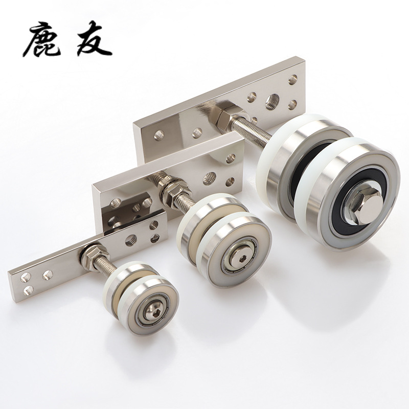 Folding door hoist wheels, universal pulley hoist tracks, hotel screen partition door hoist wheels, heavy-duty track hoist sliding door accessories details Picture