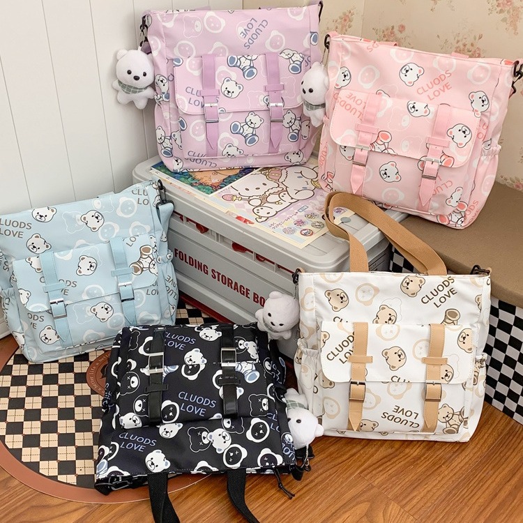 Student tutoring bag 2024 New style, fresh and cartoonish, cute single-shoulder bag, casual large-capacity crossbody bag for women wholesale full figure