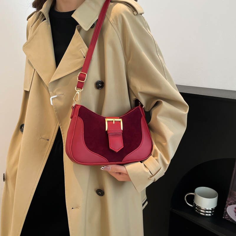 Retro casual underarm bag for women's winter 2024 new style fashionable color-blocking commuter bag, matte single-shoulder crossbody bag Specification drawing
