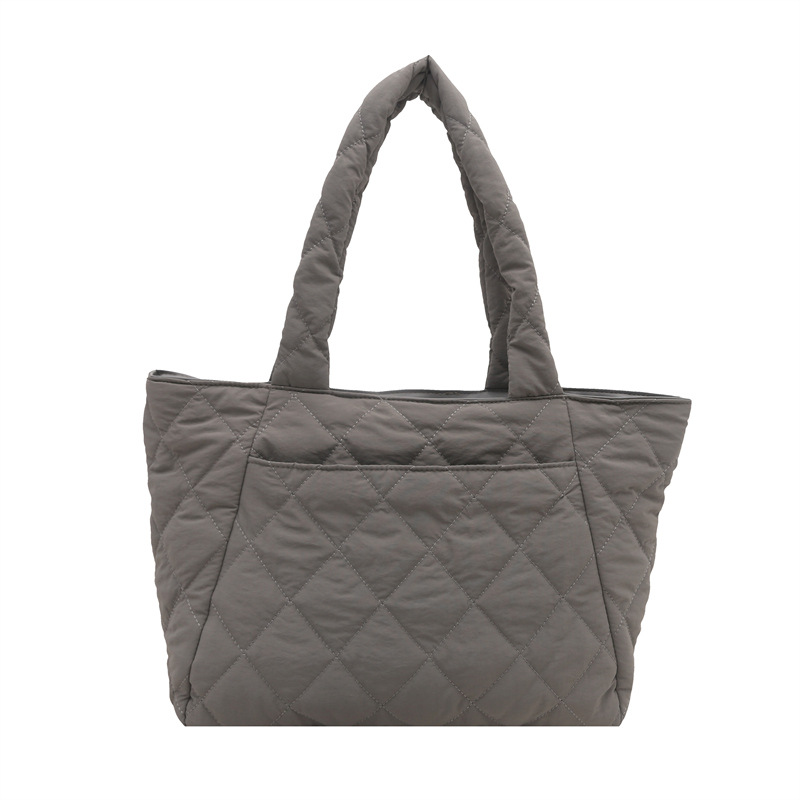 Korean Instagram cotton-padded jacket bag for women 2024 New style diamond-shaped large-capacity tote bag for commuting and shopping, single-shoulder bag Item Picture