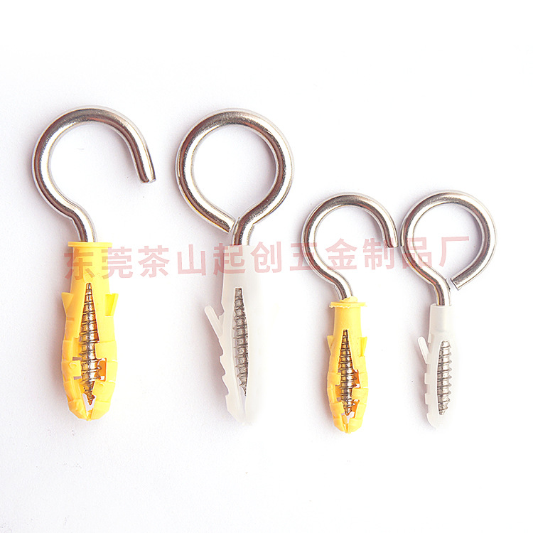 Wholesale 304 stainless steel sheep eye ring, sheep eye self-tapping nail lamp hook, hook question mark hook, ring-shaped lifting ring, hand-tightened screw details Picture