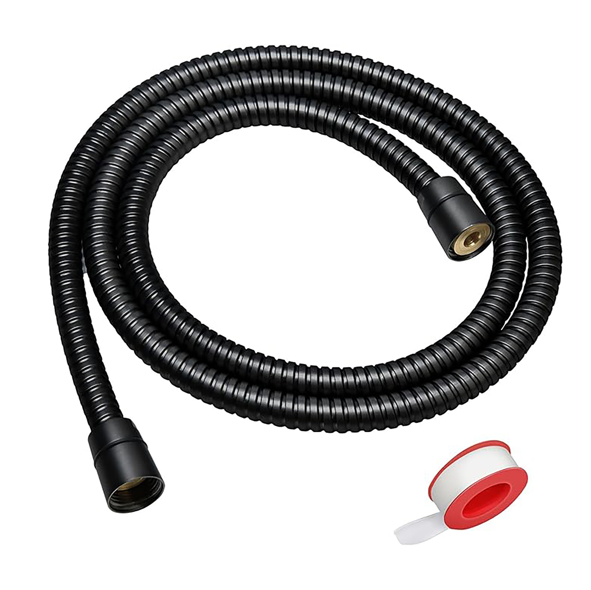Cross-border best-selling stainless steel showerhead hose, explosion-proof shower pipe, universal connection pipe, water heater accessories, black details Picture