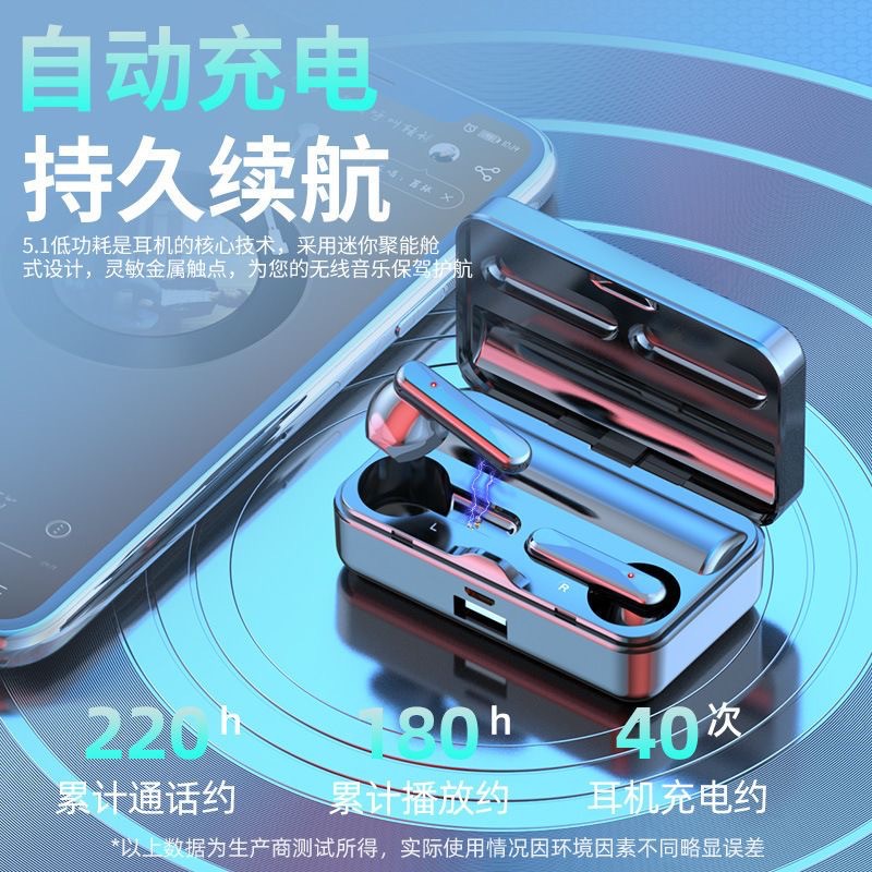The new cross-border digital display mirror s20 Bluetooth headphones are dual-ear ultra-long battery life wireless noise-cancelling sports and gaming headphones details Picture