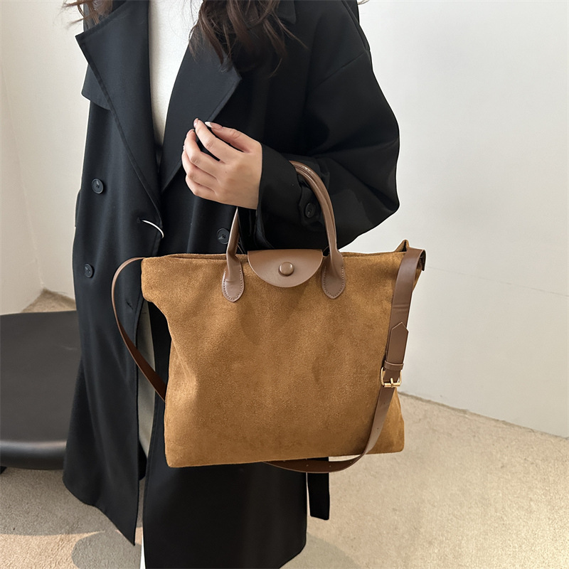 Suede handbag for women, 2024 new winter Maillard retro shoulder bag, large capacity tote bag Specification drawing