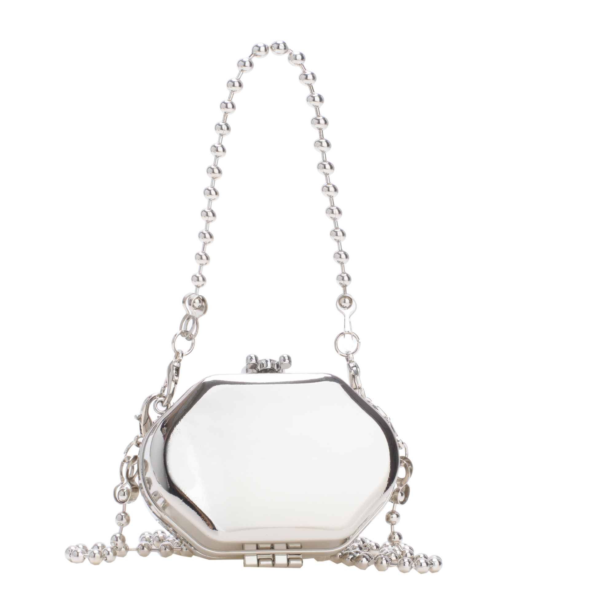 2025 New cross-border metal mini bag, zinc alloy small round bag, single-shoulder crossbody fashionable mouth red envelope makeup small bag Item Picture