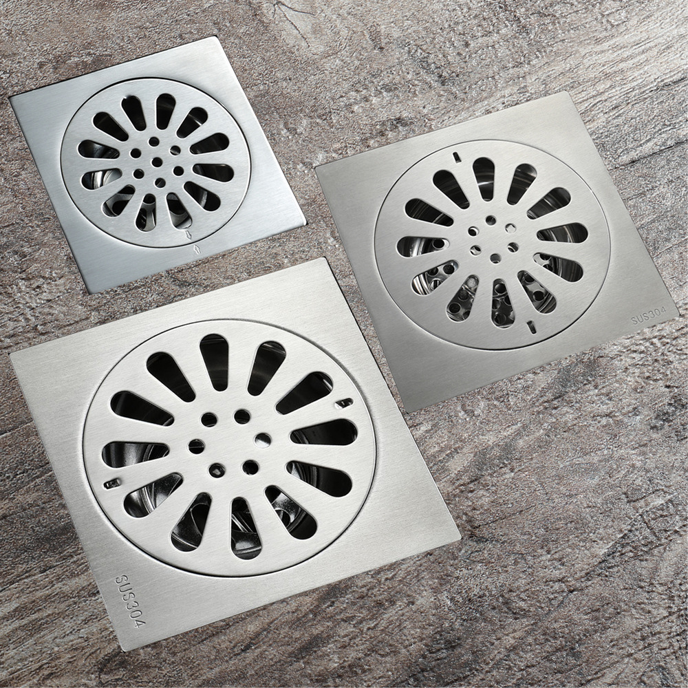 120*120mm square and round stainless steel balcony and bathroom drainage floor drain manufacturer wholesale HIDL143-1 full figure