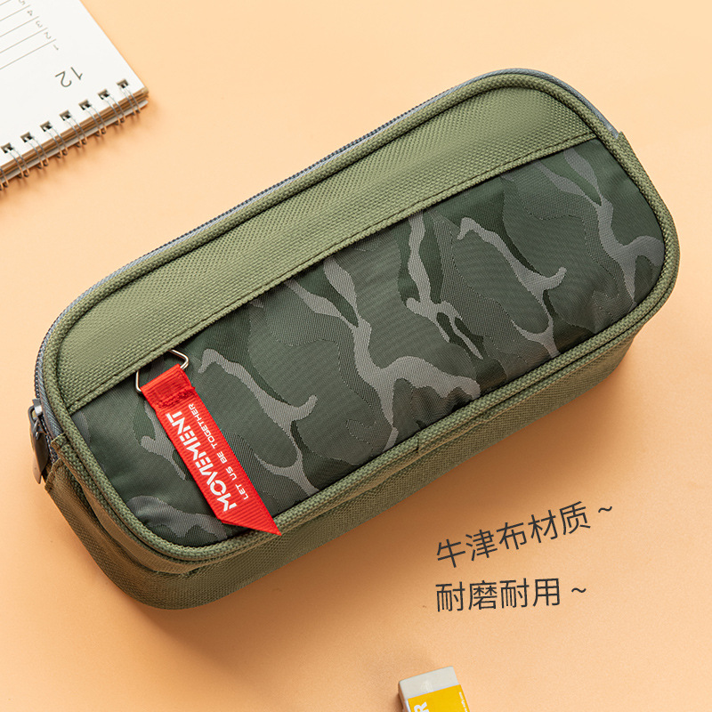 Double-zipper camouflage pen case, pencils, rulers and stationery boxes for junior and senior high school students, cross-border Amazon bestseller in stock Application Scenario