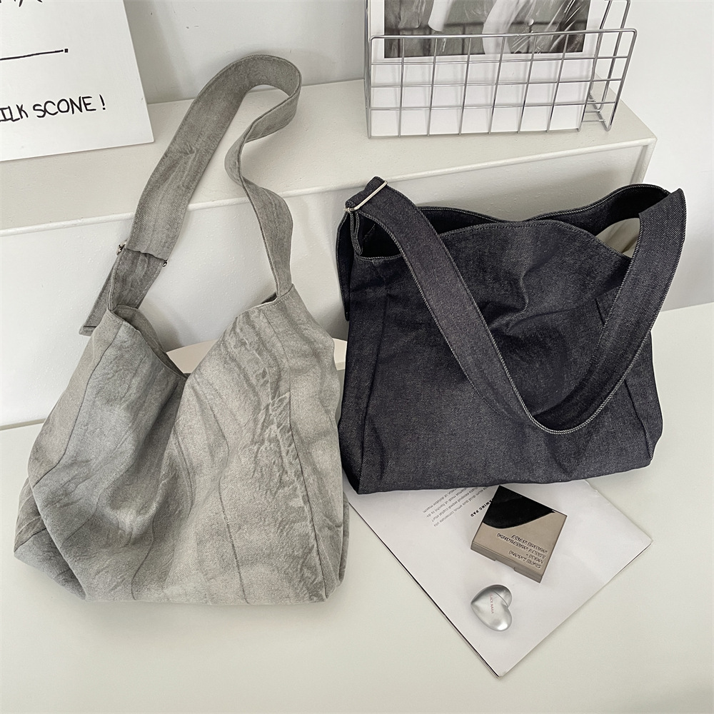 5749 Korean ins retro niche tie-dyed canvas bag, summer casual large-capacity single-shoulder crossbody tote bag details Picture