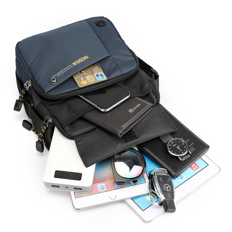 Cross-border new casual men's crossbody bag, outdoor sports single-shoulder bag, water-resistant travel small bag and handbag consignment Specification drawing