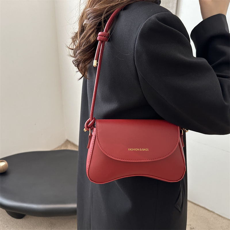 Hong Kong-style retro solid color stylish crossbody women's bag 2025 spring Korean-style texture fashionable single-shoulder bag trendy handbag details Picture