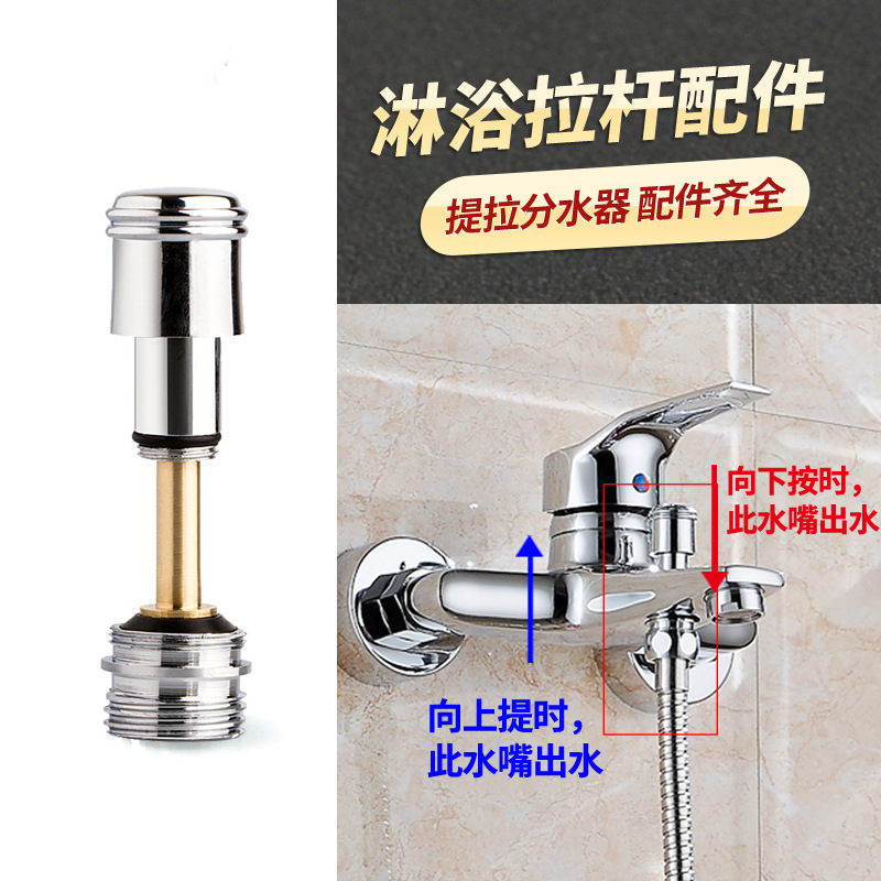 Bathtub, three-in-one showerhead, shower faucet, pull switch, mixing valve accessories, gasket, extended joint, black gun gray details Picture