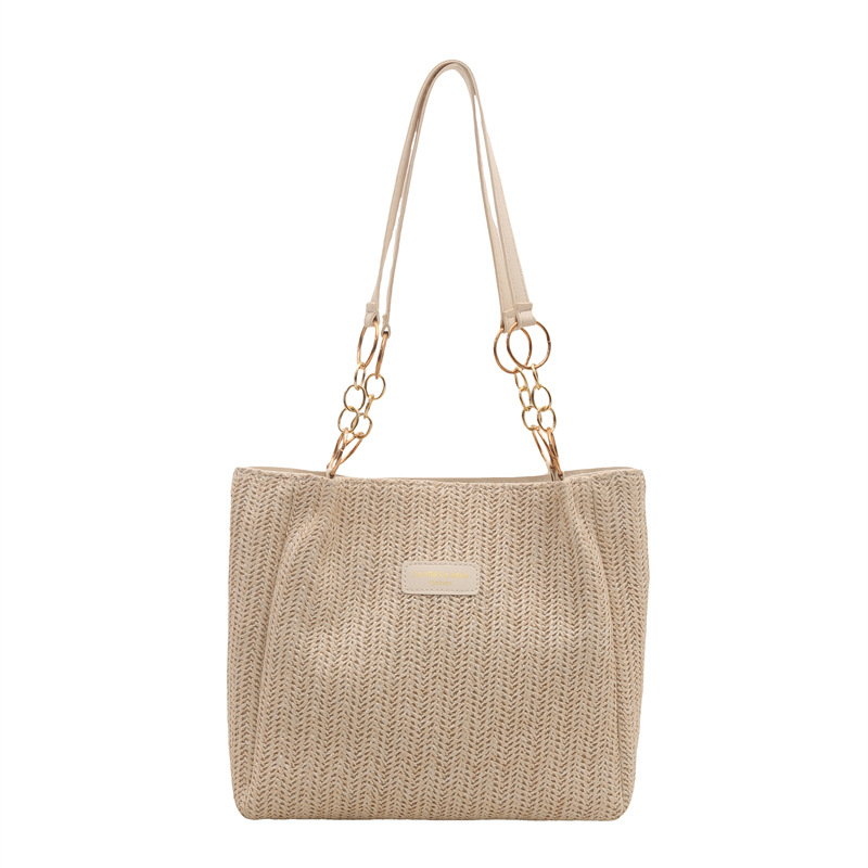 Tote bag Women's large-capacity bag 2025 Spring new straw-woven single-shoulder bag, stylish and stylish for commuting to work Item Picture