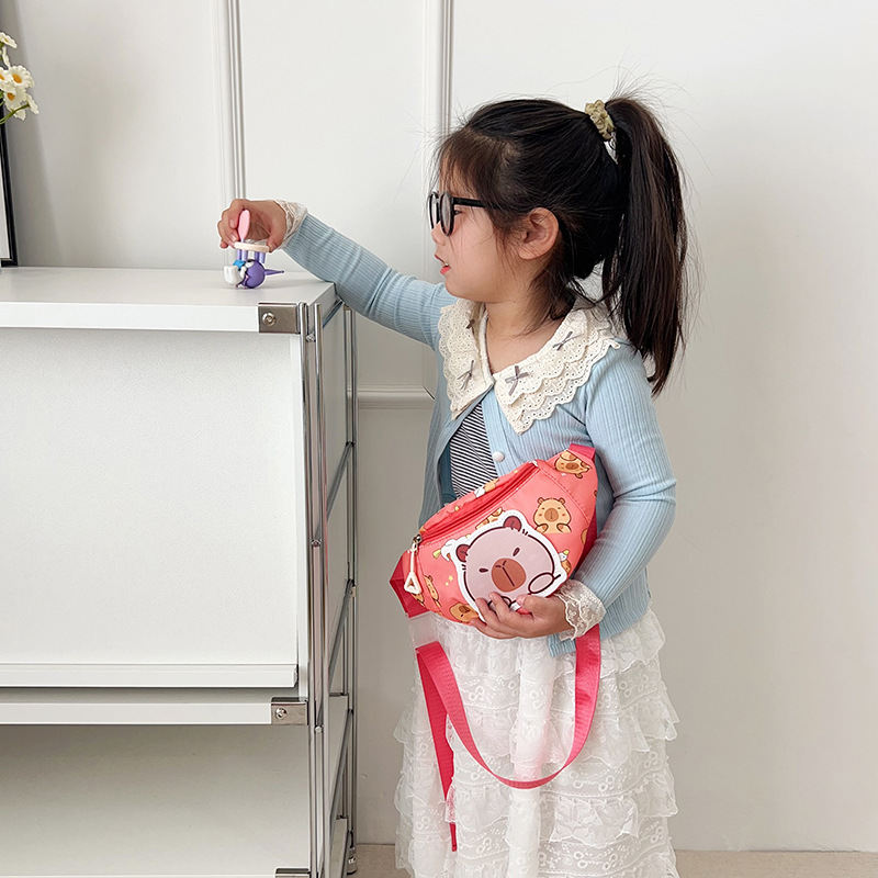 Capibara children's bags for boys and girls, casual and cute coin purs, children's outdoor storage, single-shoulder crossbody backpack Specification drawing