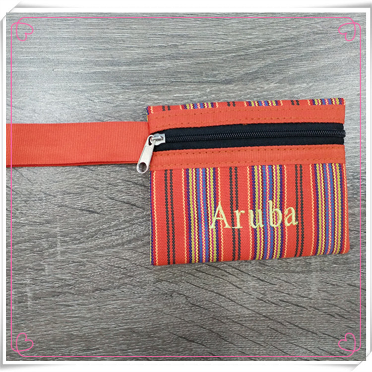 Custom-made ethnic style embroidered coin purses, striped flower coin purses, and small coin purses for storage details Picture