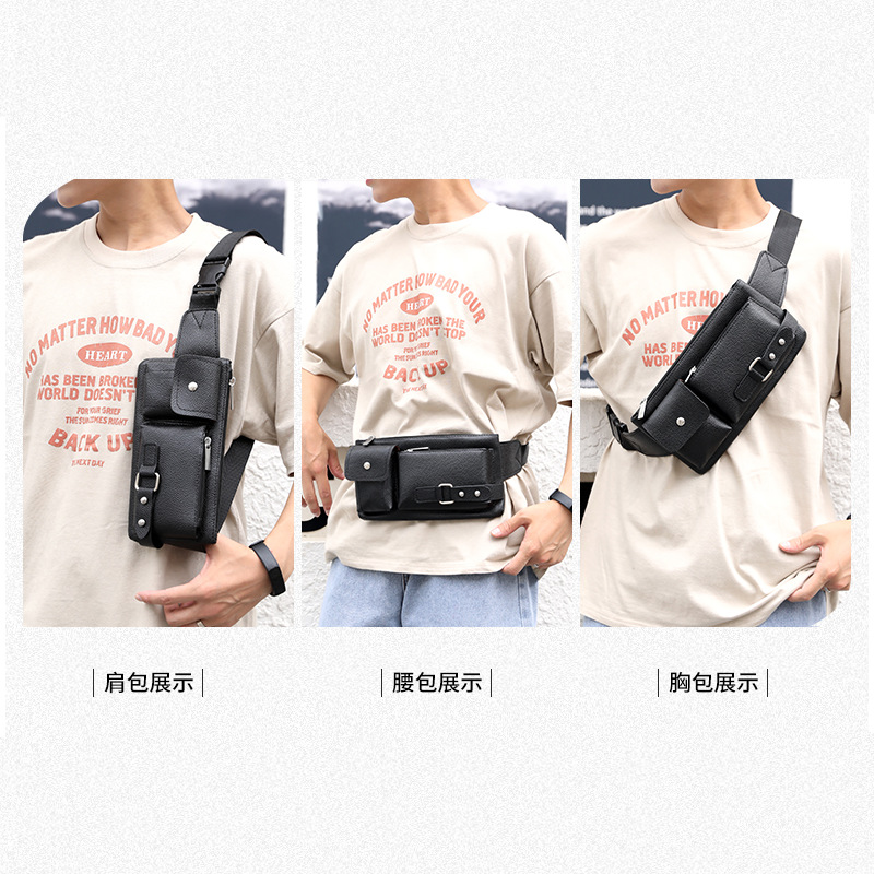 A men's business commuting crossbody bag with a high-end feel, a men's single-shoulder bag for convenient outings, and a PU waterproof and trendy chest bag Application Scenario