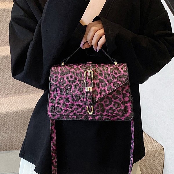 European and American retro, fashionable leopard print 2025 simple summer new style, personalized hand-held crossbody small square bag for women Specification drawing