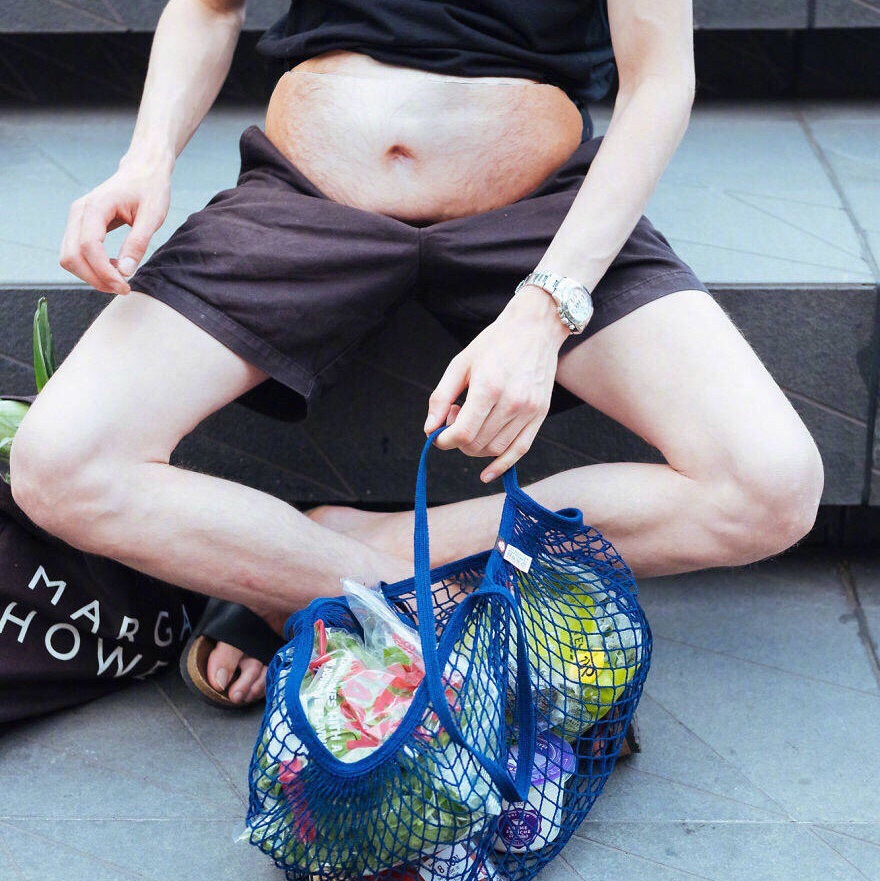 Beer belly waist bag Creative and funny fake belly waist bag dad bag anti-harassment simulation big belly cross-border explosion Specification drawing