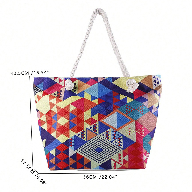 Cross-border Bohemian-style geometric large-capacity multi-functional hand-held shoulder bag, swimming storage bag, beach bag Specification drawing